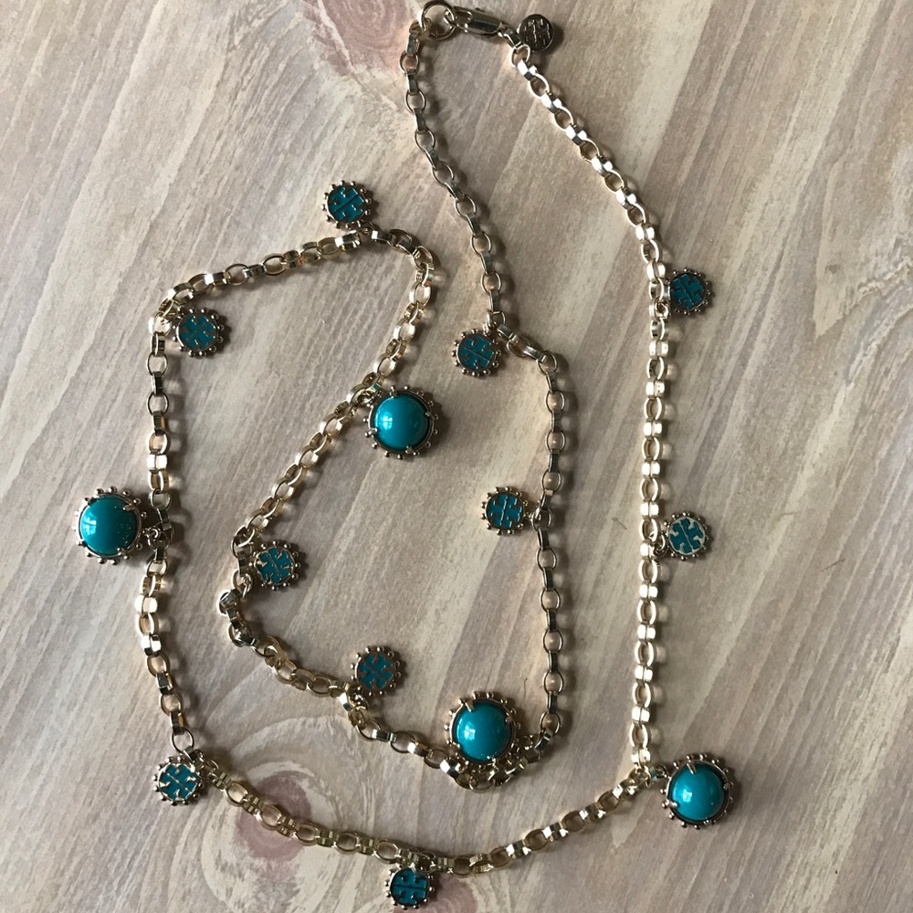 Blue and Gold Tory Burch necklace